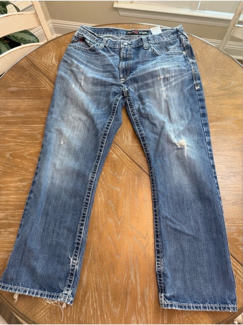 Ariat Men's FR Relaxed Blue Distressed Jeans